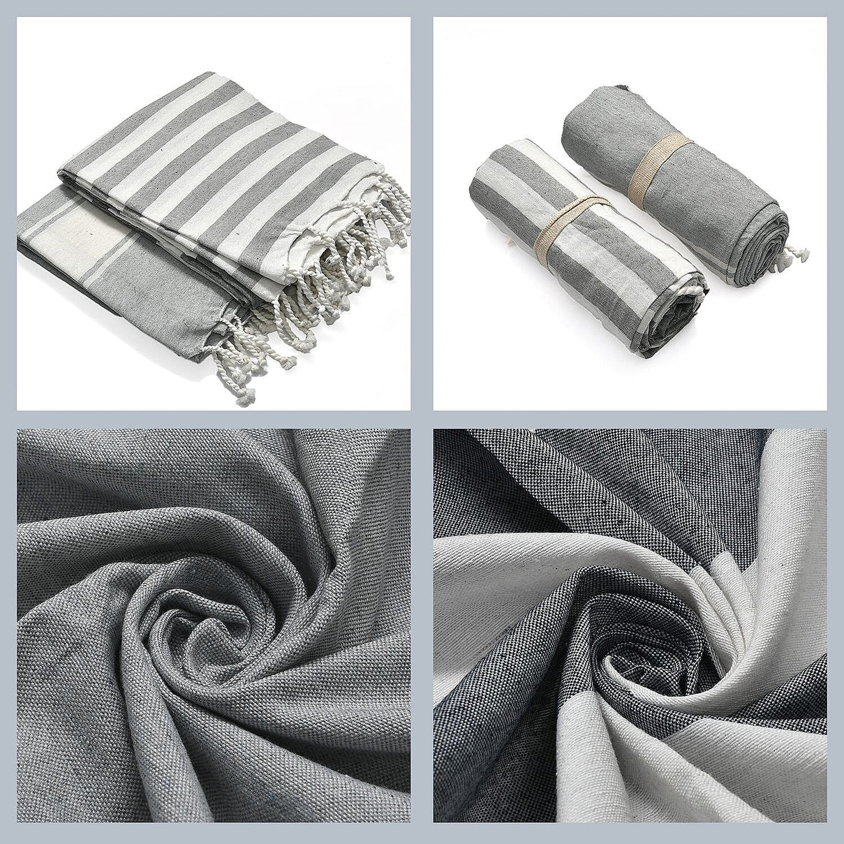 Cotton Stripe Towel (Size 90x170 cm) - Grey 7771722 8