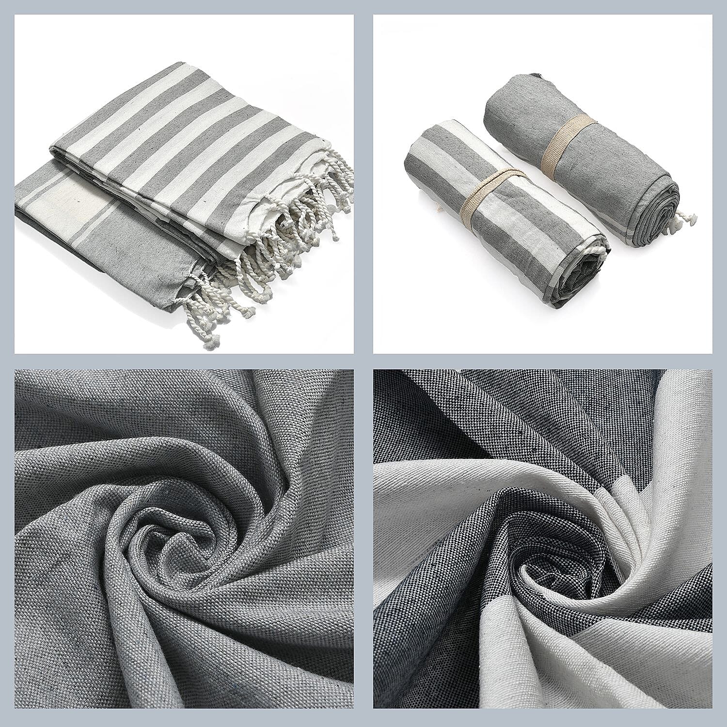 Cotton Stripe Towel (Size 90x170 cm) - Grey 7771722 8
