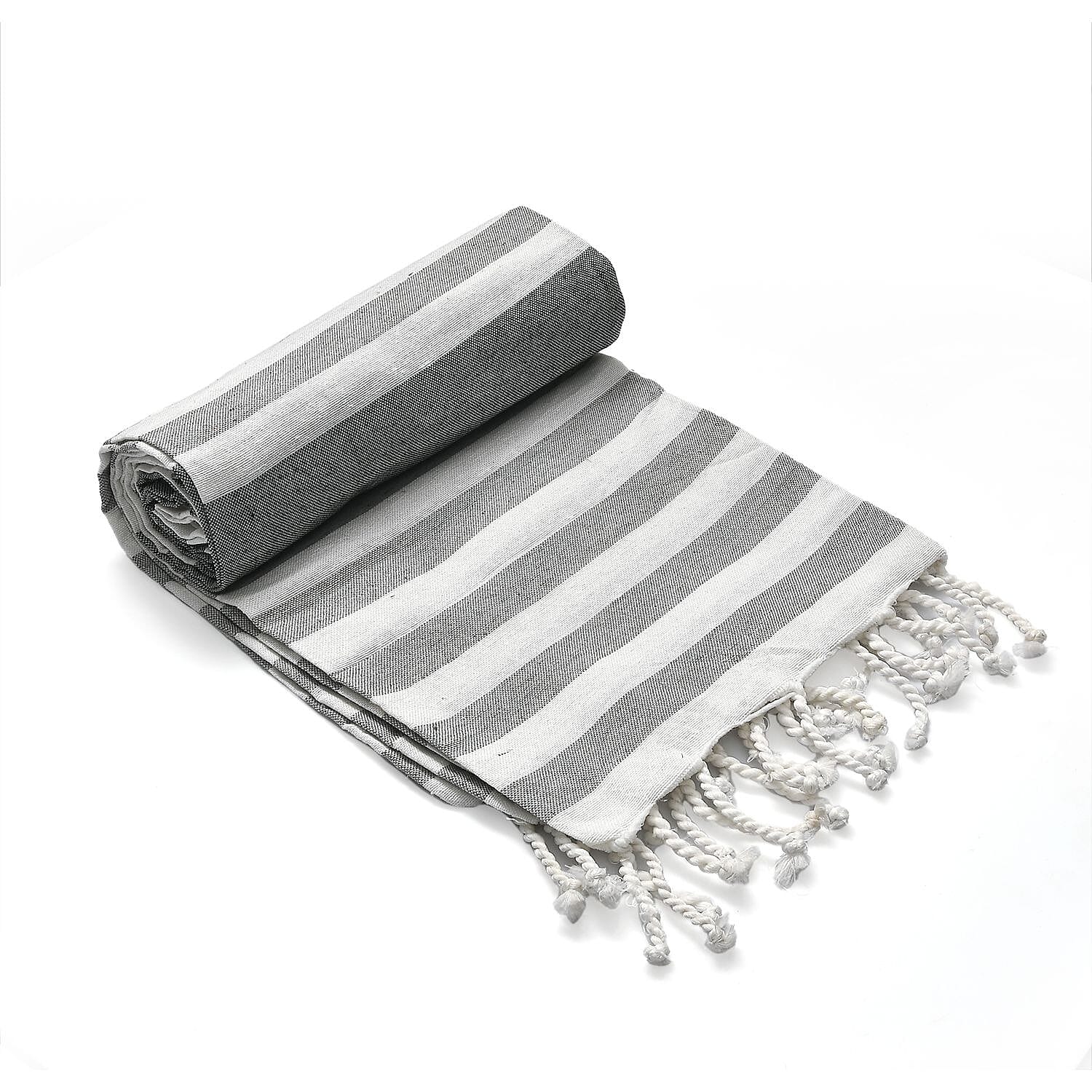 Cotton Stripe Towel (Size 90x170 cm) - Grey 7771722 9