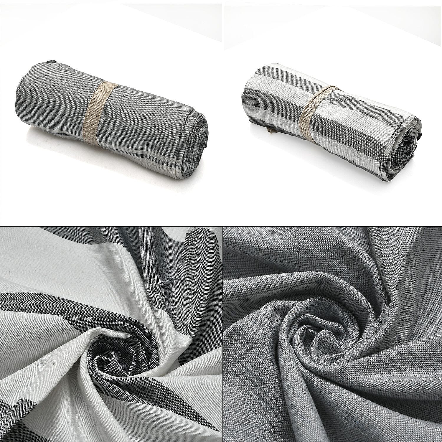 Cotton Stripe Towel (Size 90x170 cm) - Grey 7771722 10