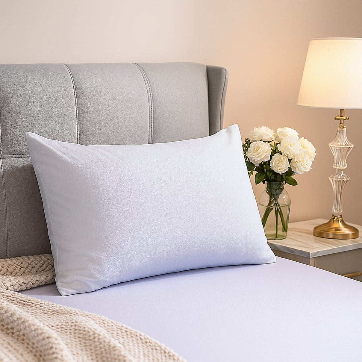 Cotton Terry Waterproof Pillowcase with Zipper Closure 7832130 2