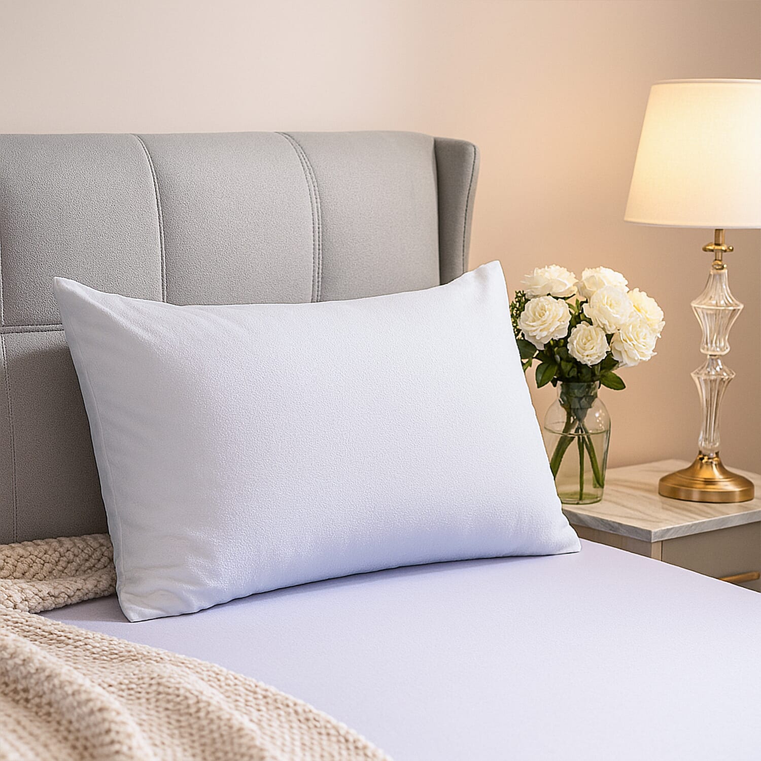 Cotton Terry Waterproof Pillowcase with Zipper Closure 7832130 2
