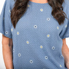 Sugar Crisp Daisy Print Top (One Size) - Blue