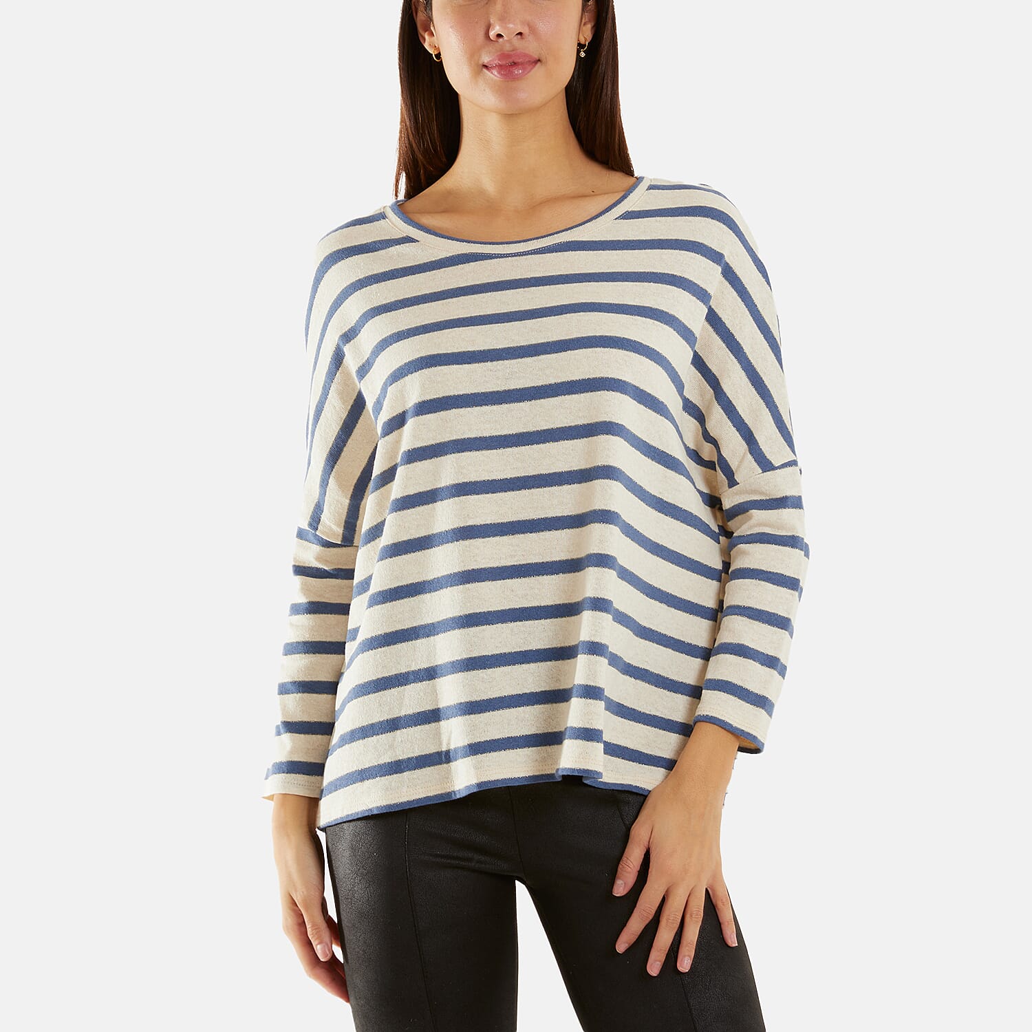 LUREX Nautical Stripe Fine Knit Top - Denim 7730216 0