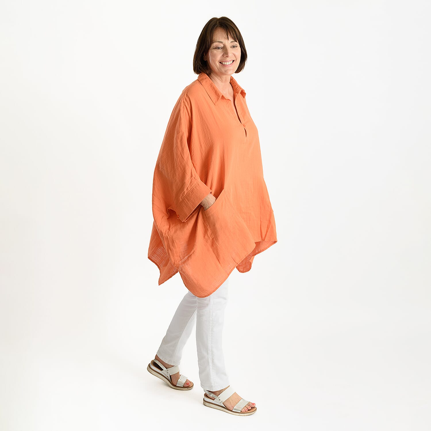 TAMSY Pure Cotton Oversized Top with Pockets 7504448 1
