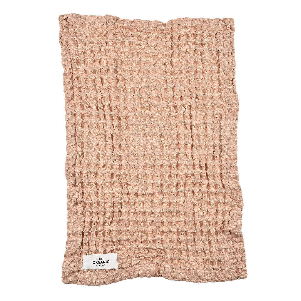 The Organic Company Closeout - 3 Piece Set - Big Waffle Bath Mat, Big Waffle Hand Towel - Big Waffle Cloth - Rose