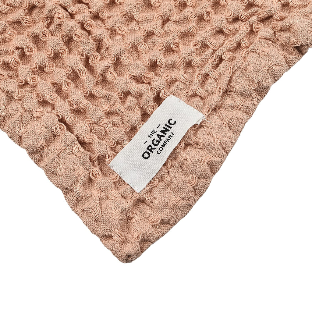 The Organic Company Closeout - 3 Piece Set - Big Waffle Bath Mat, Big Waffle Hand Towel - Big Waffle Cloth - Rose