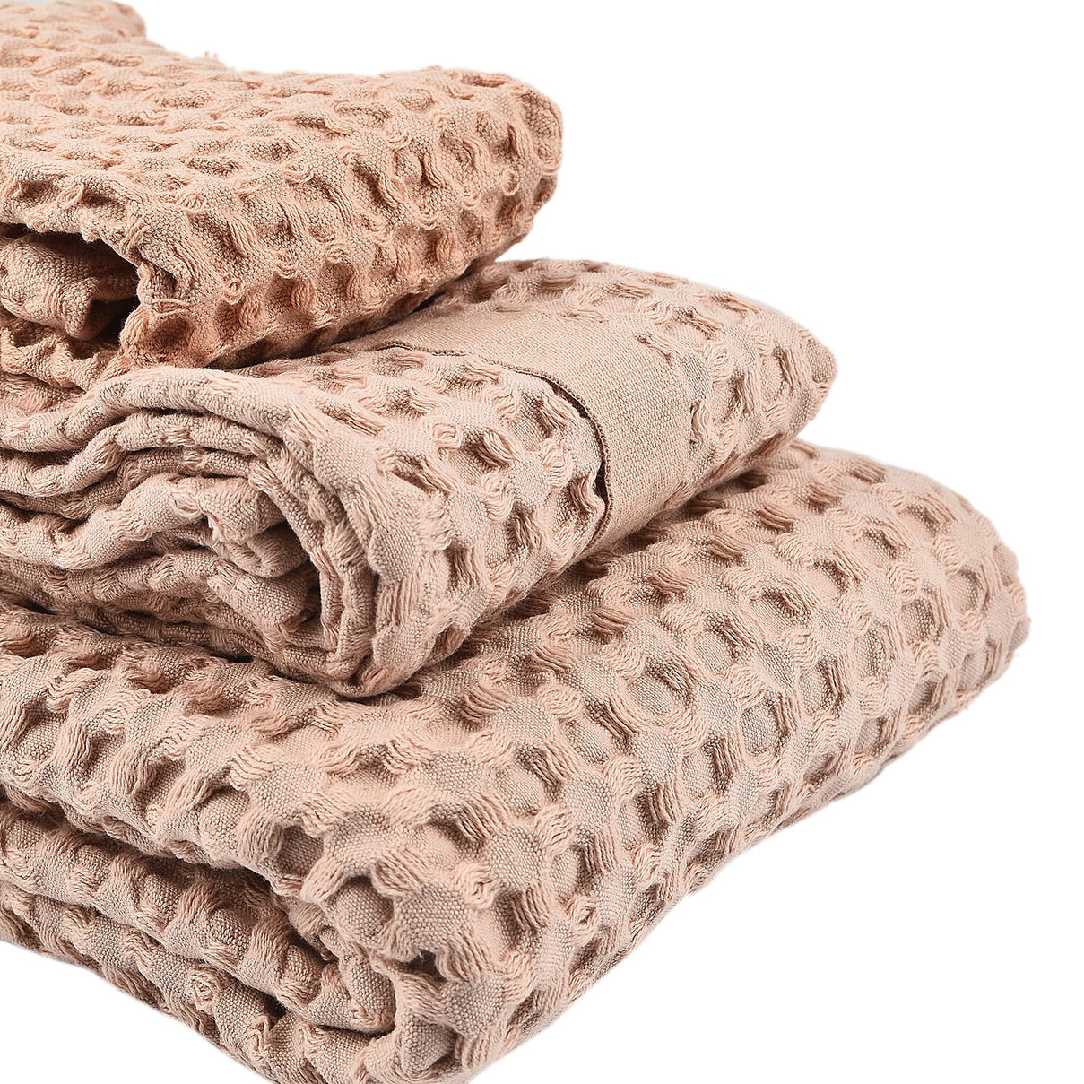 The Organic Company Closeout - 3 Piece Set - Big Waffle Bath Mat, Big Waffle Hand Towel &amp; Big Waffle Cloth - Rose 7578087 4
