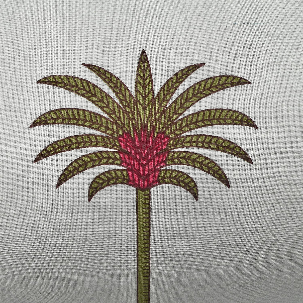 Cotton Block Printed Bolster with Poly Fiber Filling (Size 50x16 Cm) - Olive 8953630 2