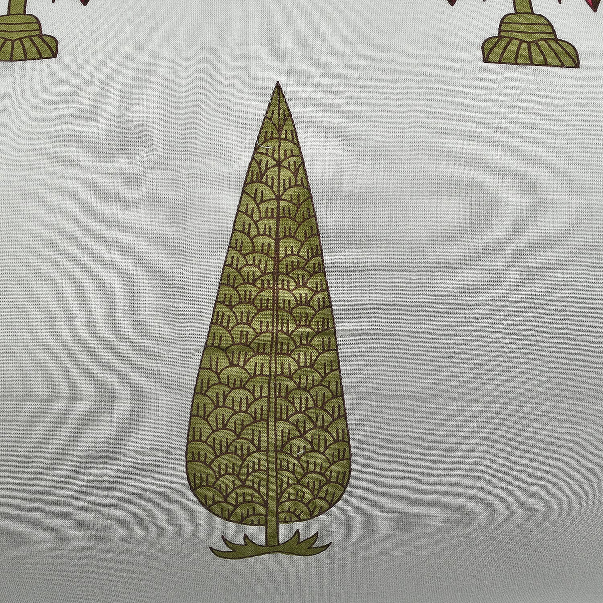 Cotton Block Printed Bolster with Poly Fiber Filling (Size 50x16 Cm) - Olive 8953630 3