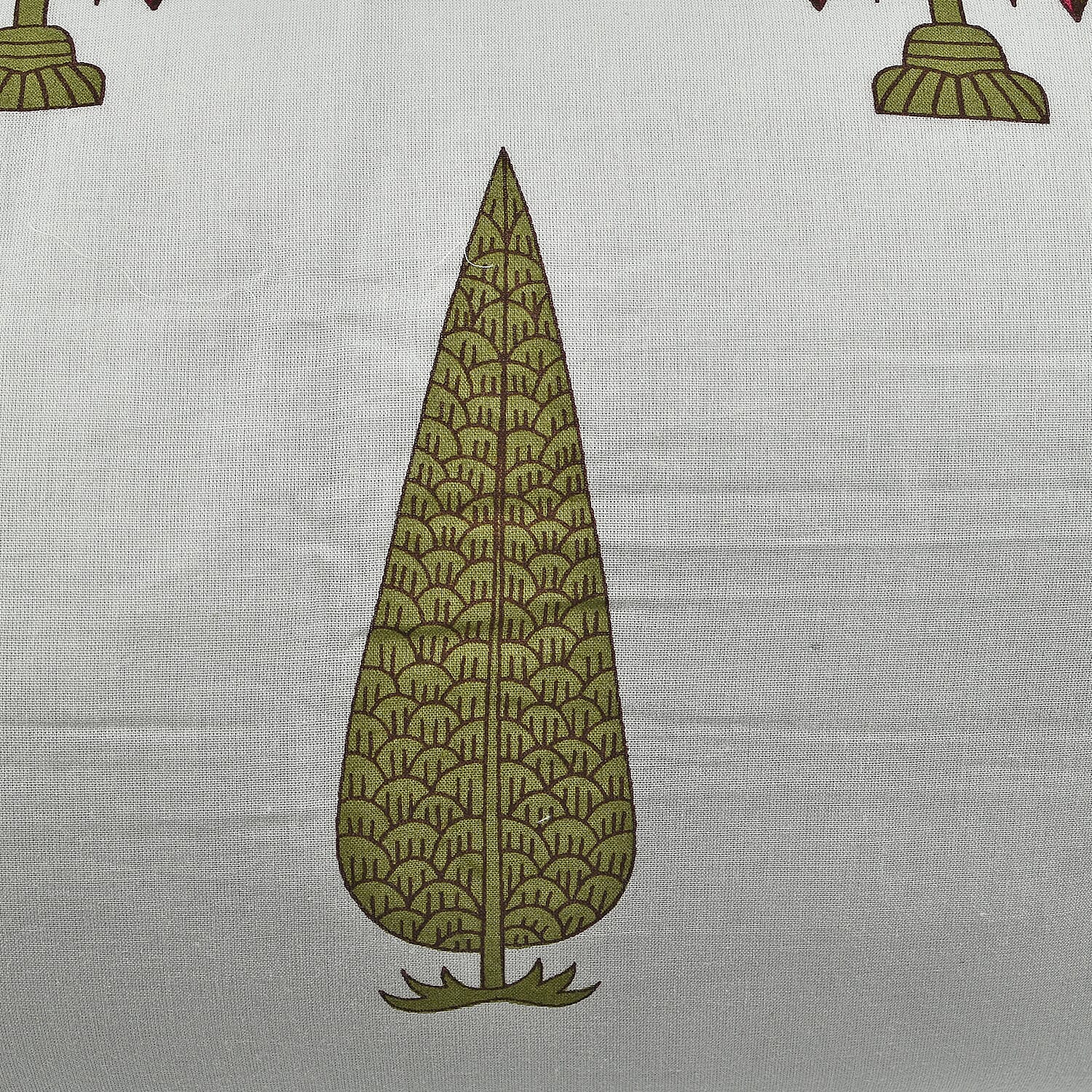 Cotton Block Printed Bolster with Poly Fiber Filling (Size 50x16 Cm) - Olive 8953630 3