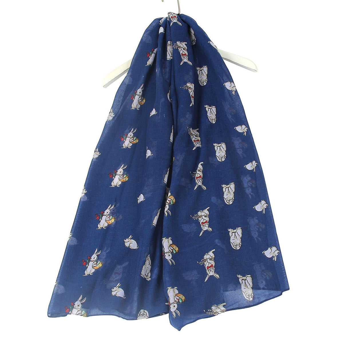 Countryside Bunny Rabbit Printed Scarf (Size 90 x 180 Cm) - Navy V32359683 0