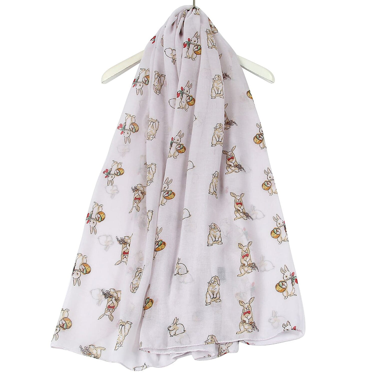 Countryside Bunny Rabbit Printed Scarf (Size 90 x 180 Cm) - White V32356044 0