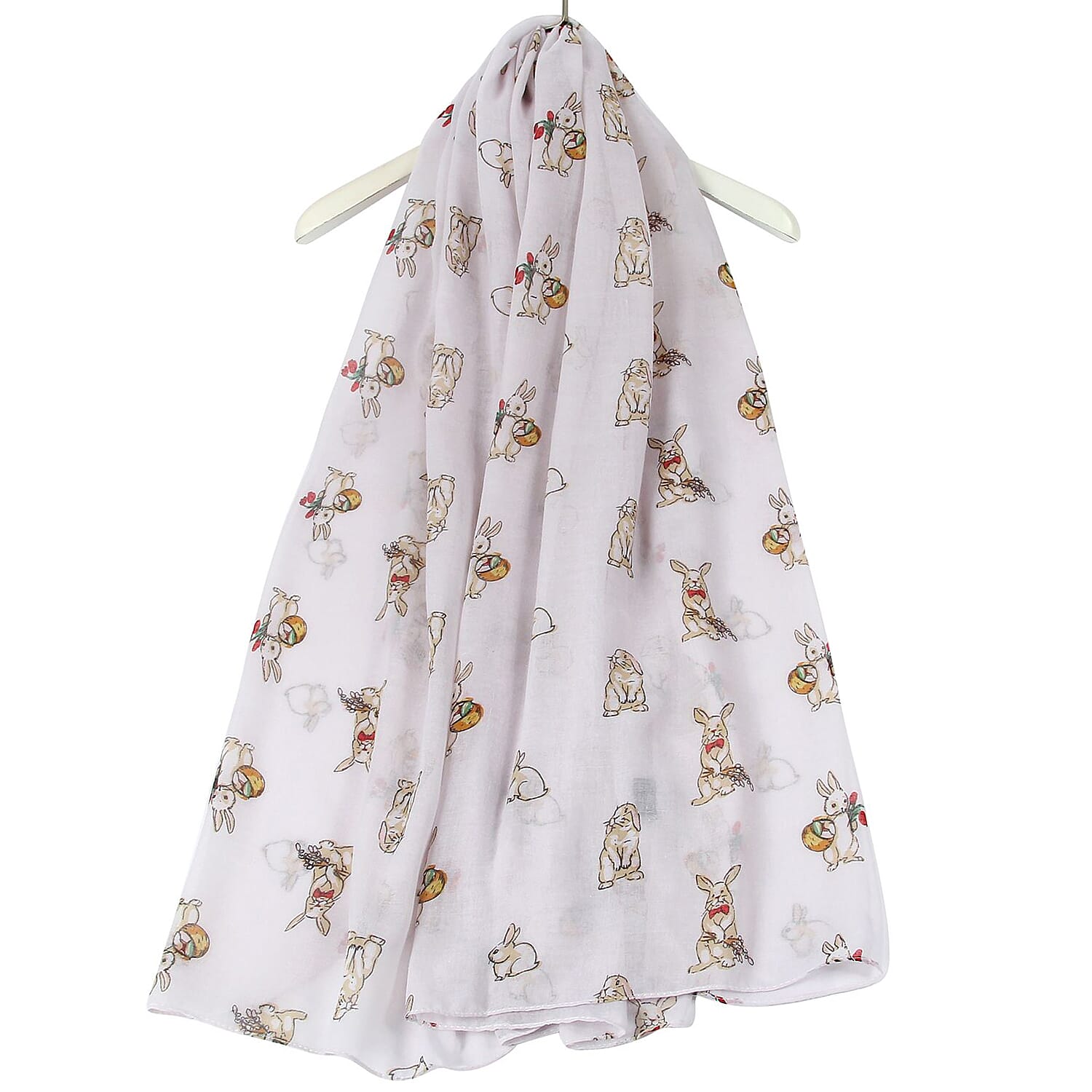 Countryside Bunny Rabbit Printed Scarf (Size 90 x 180 Cm) - White V32356044 0