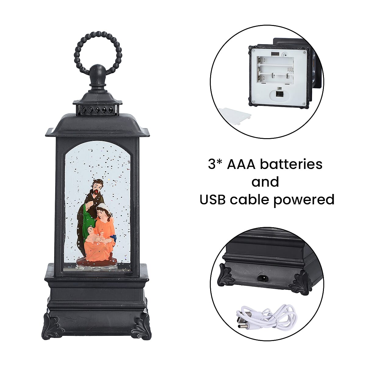 Couple Lantern with Glitter and Warm Light - Black 7370191 4