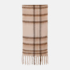 Cozy Checkered Woven Scarf with Fringes (Size 190x47cm) - Beige