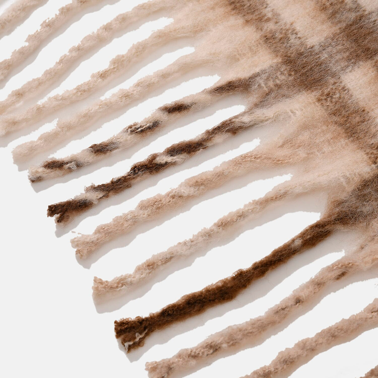 Cozy Checkered Woven Scarf with Fringes (Size 190x47cm) - Beige 7847154 6
