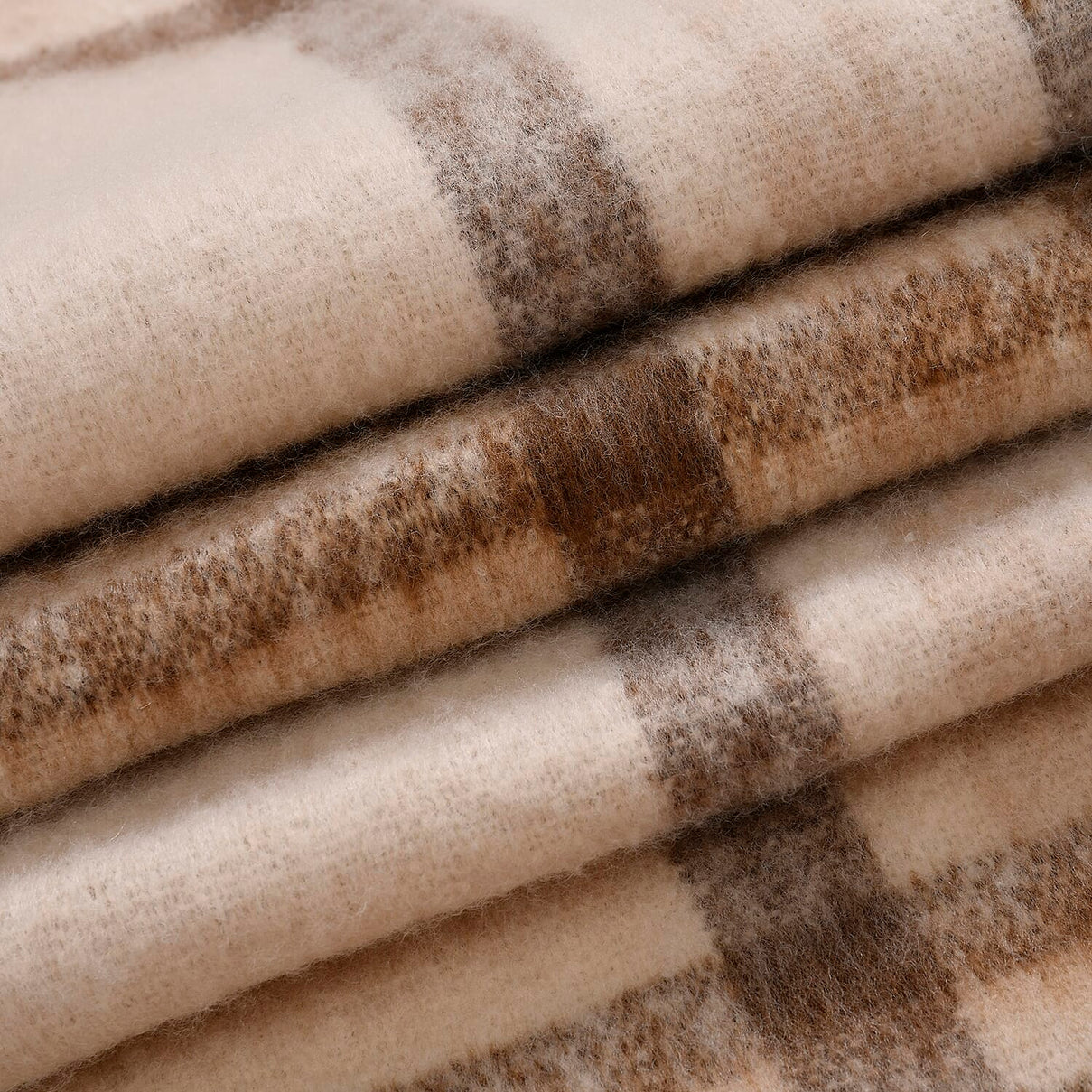 Cozy Checkered Woven Scarf with Fringes (Size 190x47cm) - Beige 7847154 7