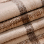 Cozy Checkered Woven Scarf with Fringes (Size 190x47cm) - Beige