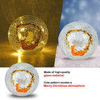 Cracked Glass Sphere Table Lamp with Foxes & Christmas Wreath Pattern (Size 15x15x14 Cm) - Multi