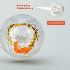Cracked Glass Sphere Table Lamp with Foxes & Christmas Wreath Pattern (Size 15x15x14 Cm) - Multi