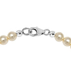 One Time Closeout - Cream Pearl Finest Austrian Crystal Beads Bracelet (Size - 7.5) in Platinum Overlay Sterling Silver
