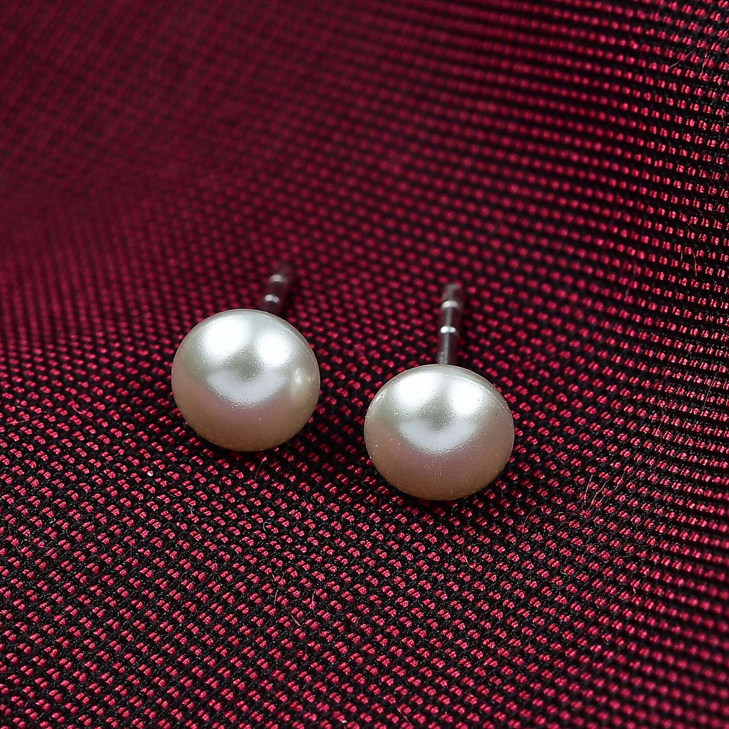 Cream Pearl Swarovski Crystal Solitaire Stud Push Post Earring in Platinum Overlay Sterling Silver 1.83 Ct. 8214718 2