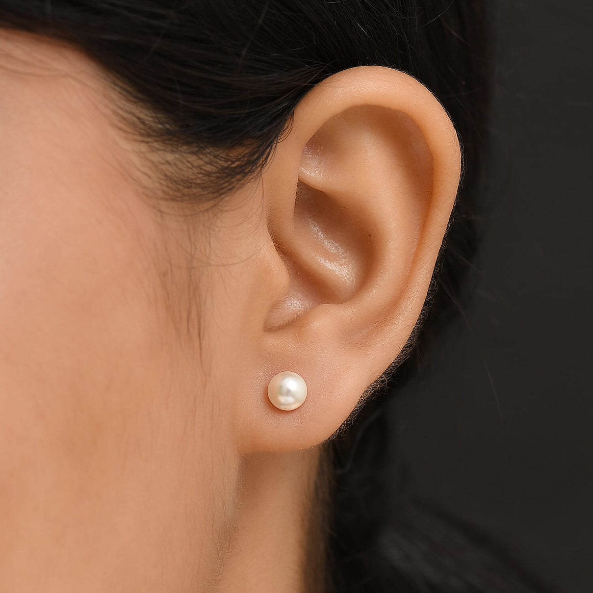 Cream Pearl Swarovski Crystal Solitaire Stud Push Post Earring in Platinum Overlay Sterling Silver 1.83 Ct. 8214718 3