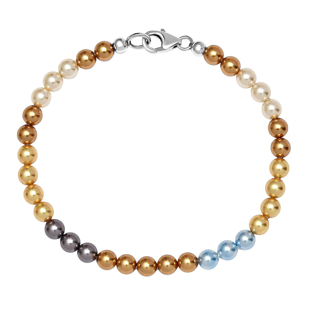 Creamrose Austrian Crystal&amp; Multi Gemstone Bracelet (Size - 7.5) in Platinum Overlay Sterling Silver 7671315 0