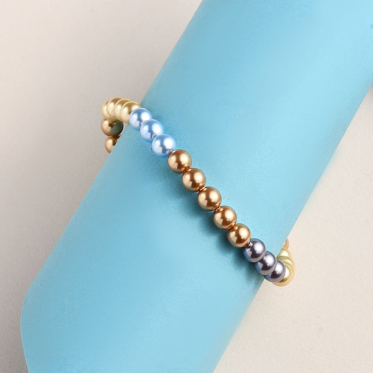 Creamrose Austrian Crystal&amp; Multi Gemstone Bracelet (Size - 7.5) in Platinum Overlay Sterling Silver 7671315 1