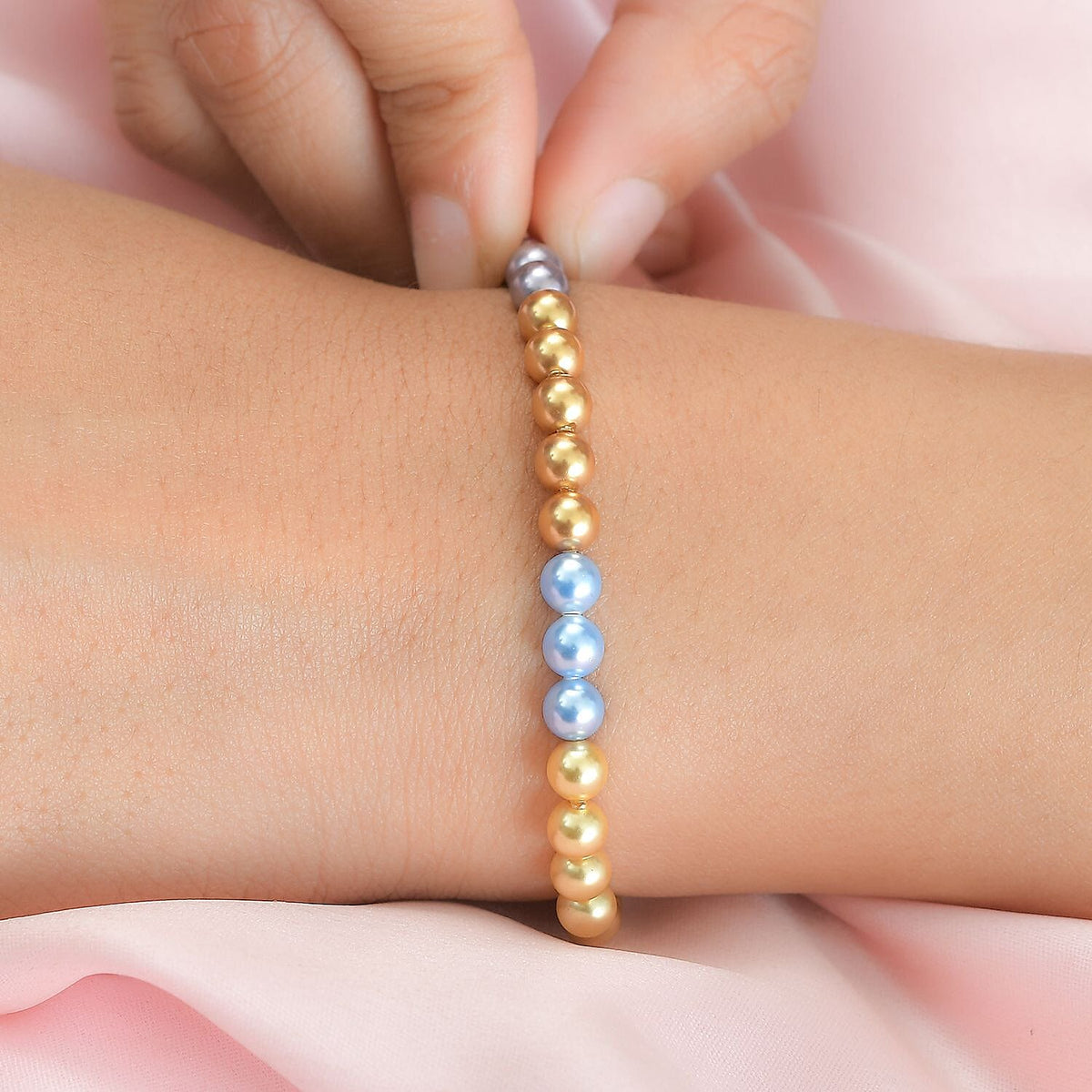 Creamrose Austrian Crystal&amp; Multi Gemstone Bracelet (Size - 7.5) in Platinum Overlay Sterling Silver 7671315 2