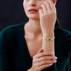 Designer Inspired- Created Malachite Bangle in Yellow Tone (Size - 7)