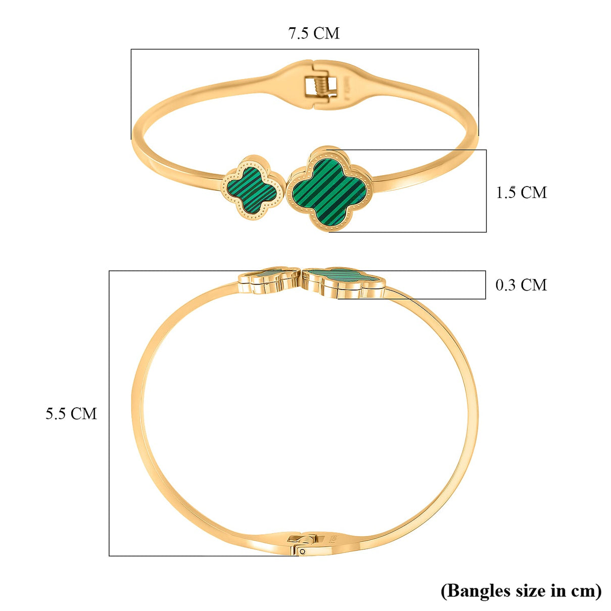 Designer Inspired- Created Malachite Bangle in Yellow Tone (Size - 7) 7929855 5