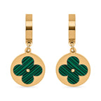 Created Malachite Hoop Earring in Yellow Tone
