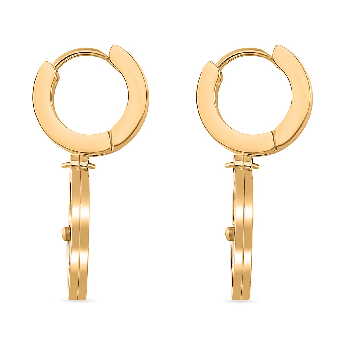 Lab Created Malachite Hoop Earrings in Yellow Tone 7843483 3