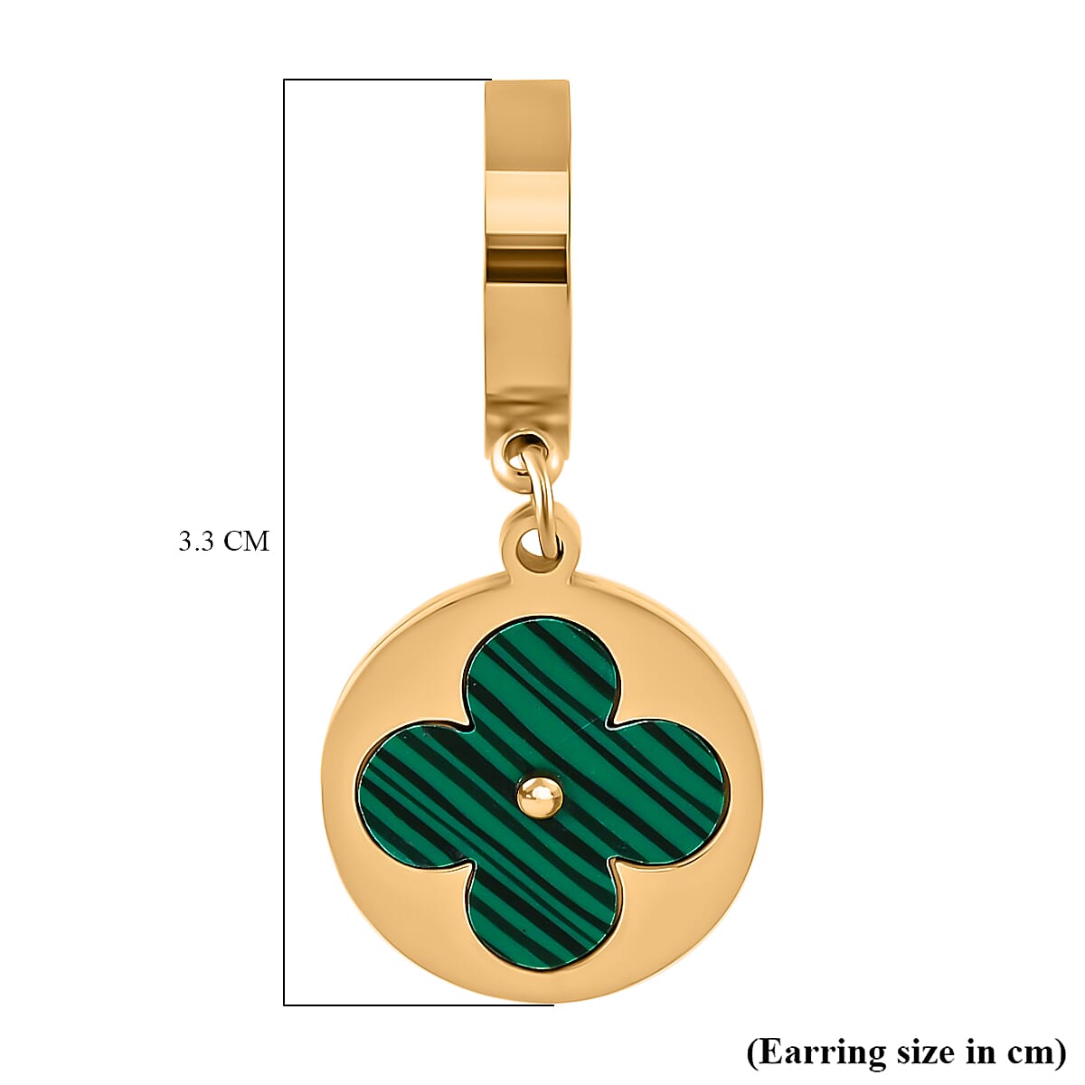 Lab Created Malachite Hoop Earrings in Yellow Tone 7843483 5