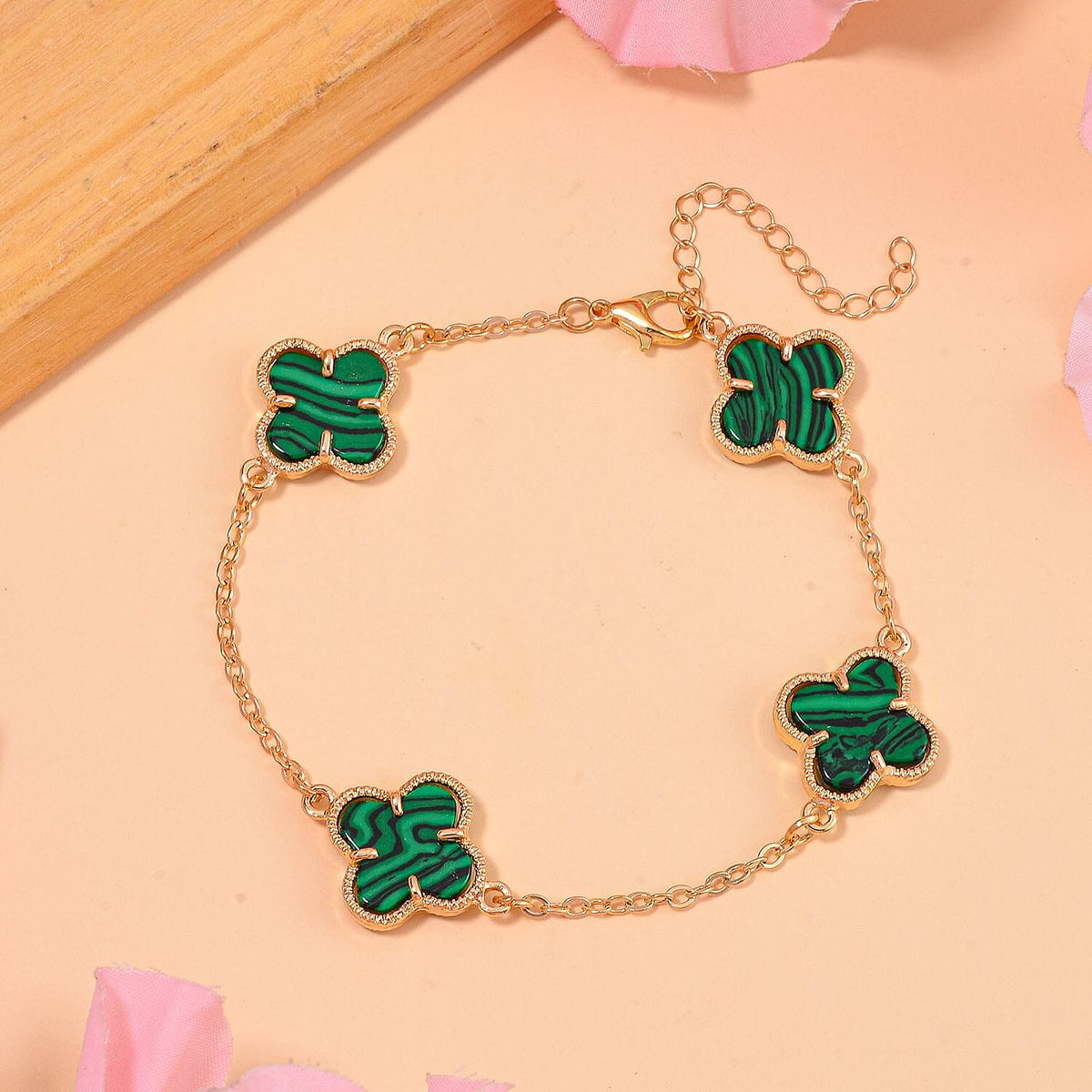 Designer Inspired - Malachite Plum Blossom Bracelet (Size - 7.5-2 EXT)  8.00 Ct. 8279021 2