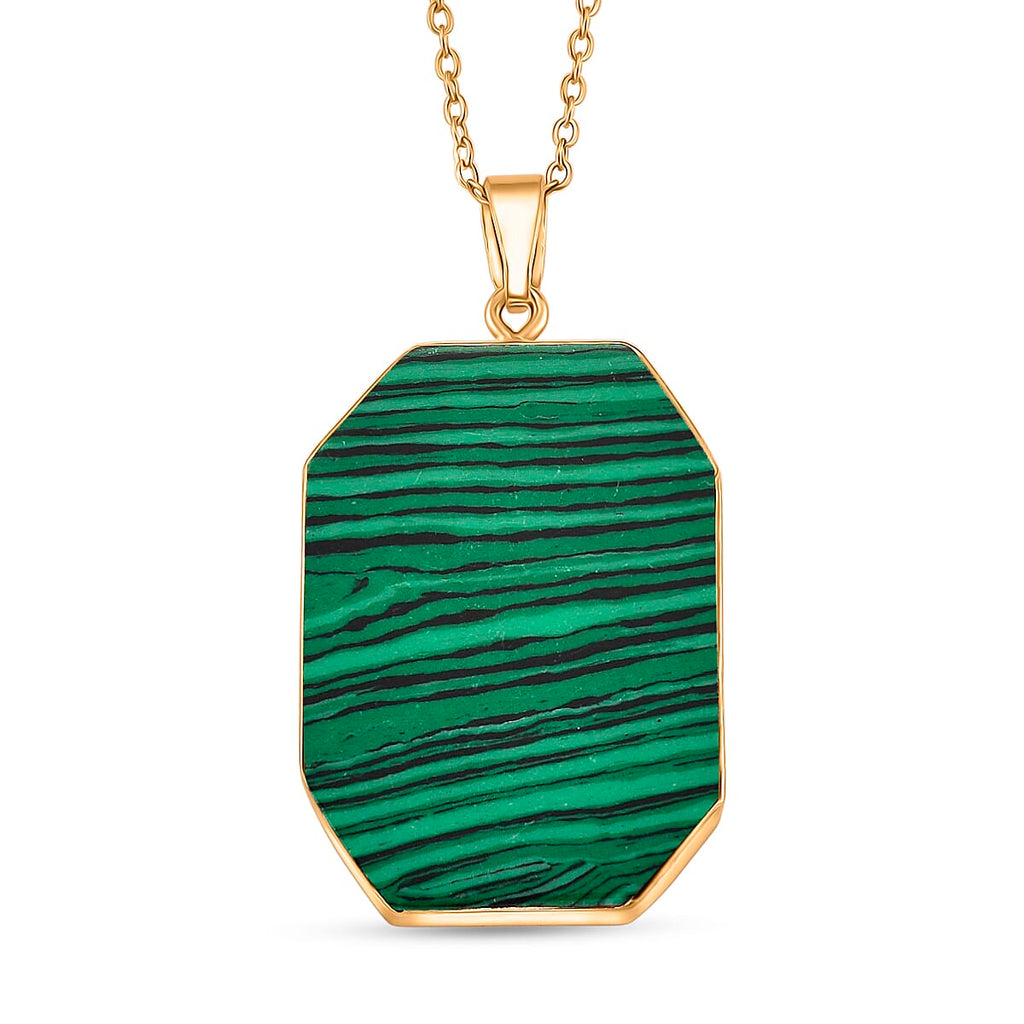 Created Malachite Solitaire Pendant with Chain (Size 20-2 Ext) 20.00 Ct.
