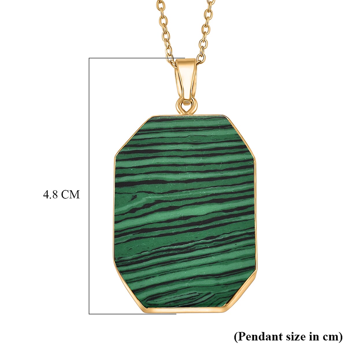 Malachite Solitaire Pendant with Chain (Size 20-2 Ext) 20.00 Ct.(36x25) 4426066 6