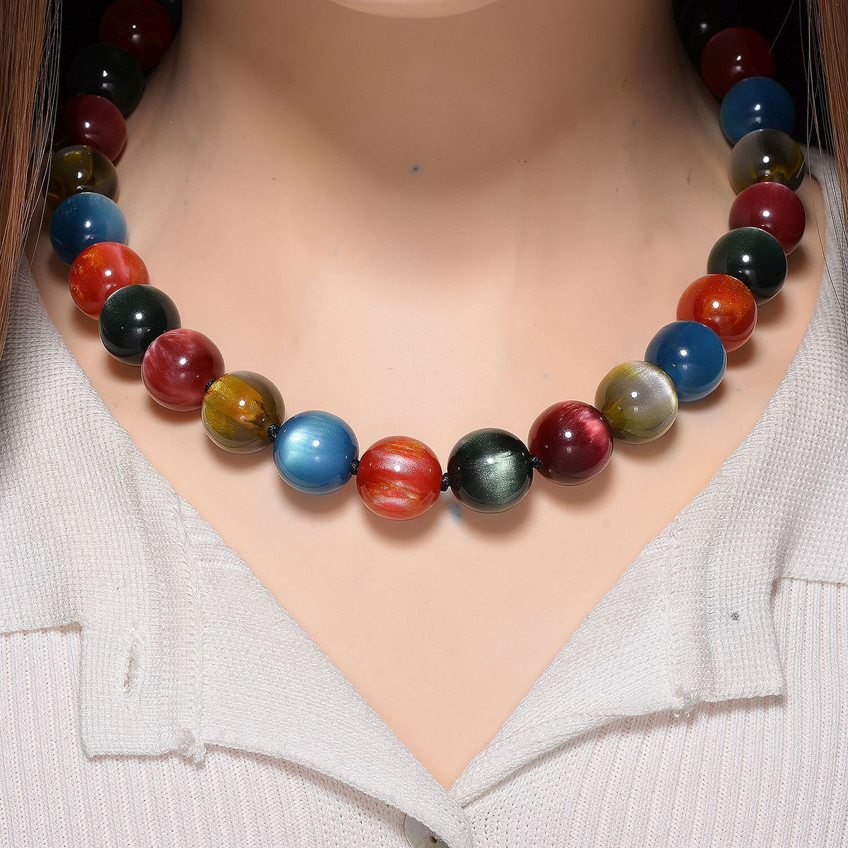 Multi Coloured Cats Eye Style Necklace with Lobster Clasp (Size 18-20) 340.00 Ct. 8199631 1