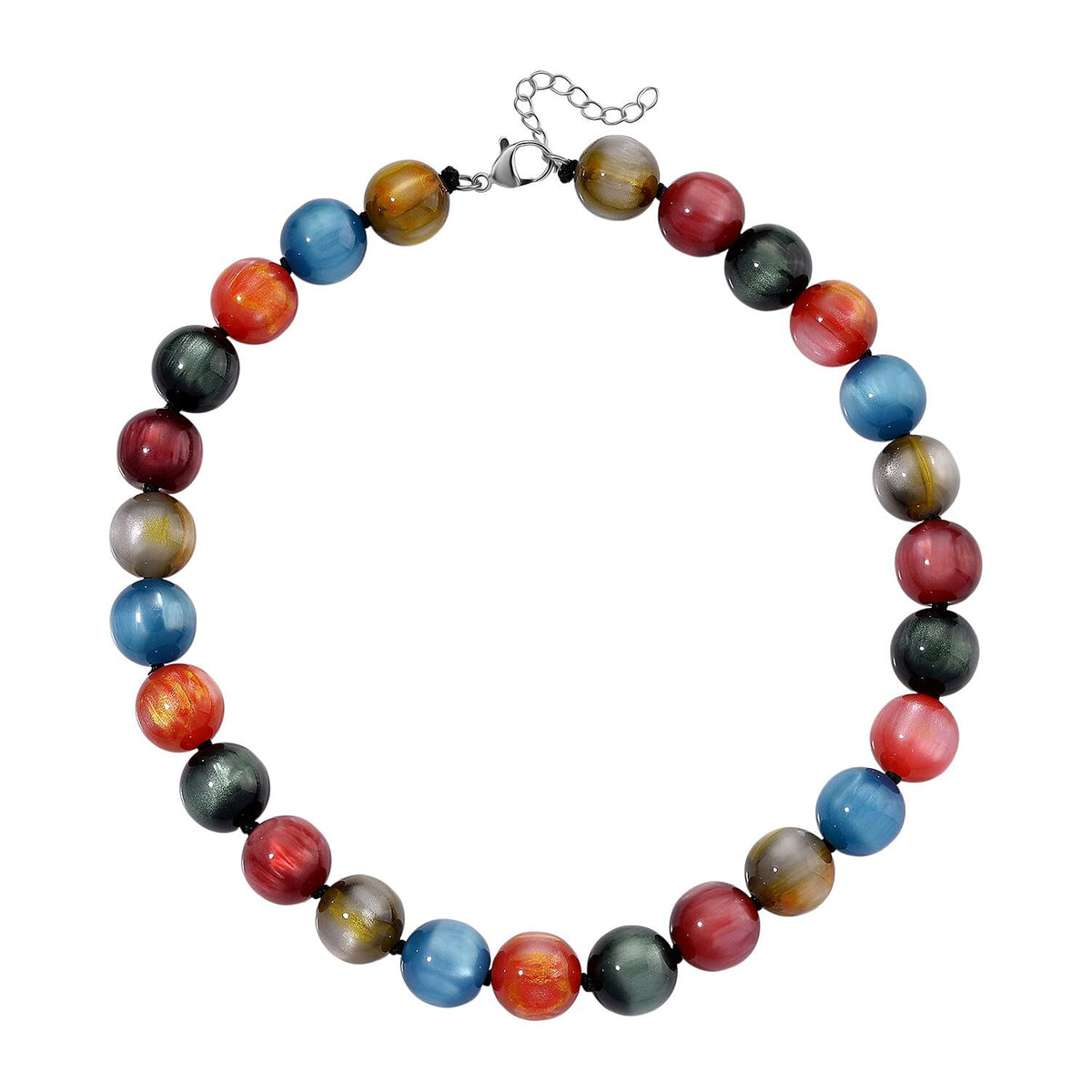 Multi Coloured Cats Eye Style Necklace with Lobster Clasp (Size 18-20) 340.00 Ct. 8199631 2