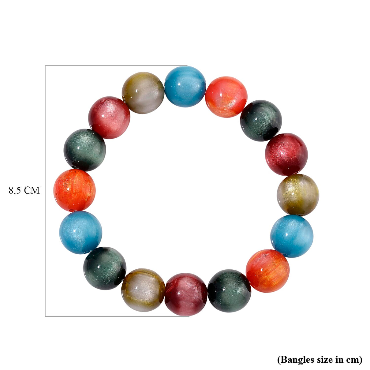 Multi Coloured Cats Eye Style Beads Bracelet (Size 7.5 Strechable) 120.00 Ct. 8213469 3