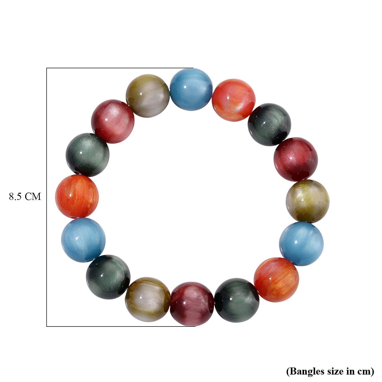 Multi Coloured Cats Eye Style Beads Bracelet (Size 7.5 Strechable) 120.00 Ct. 8213469 3