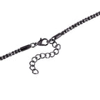 Created White Cats Eye, White & Black Austrian Crystal Elephant Necklace (Size - 28-2 inch Ext.) in Black Tone