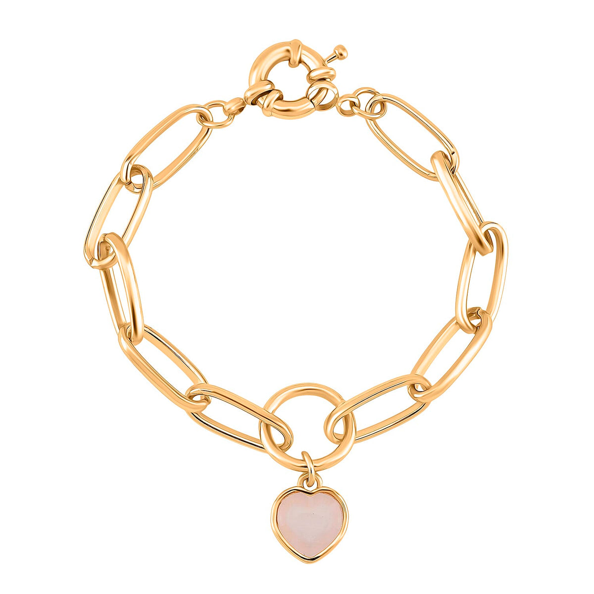 Created White Cats Eye Heart Charm Bracelet (Size 7.5) with Senorita Clasp 7991806 0