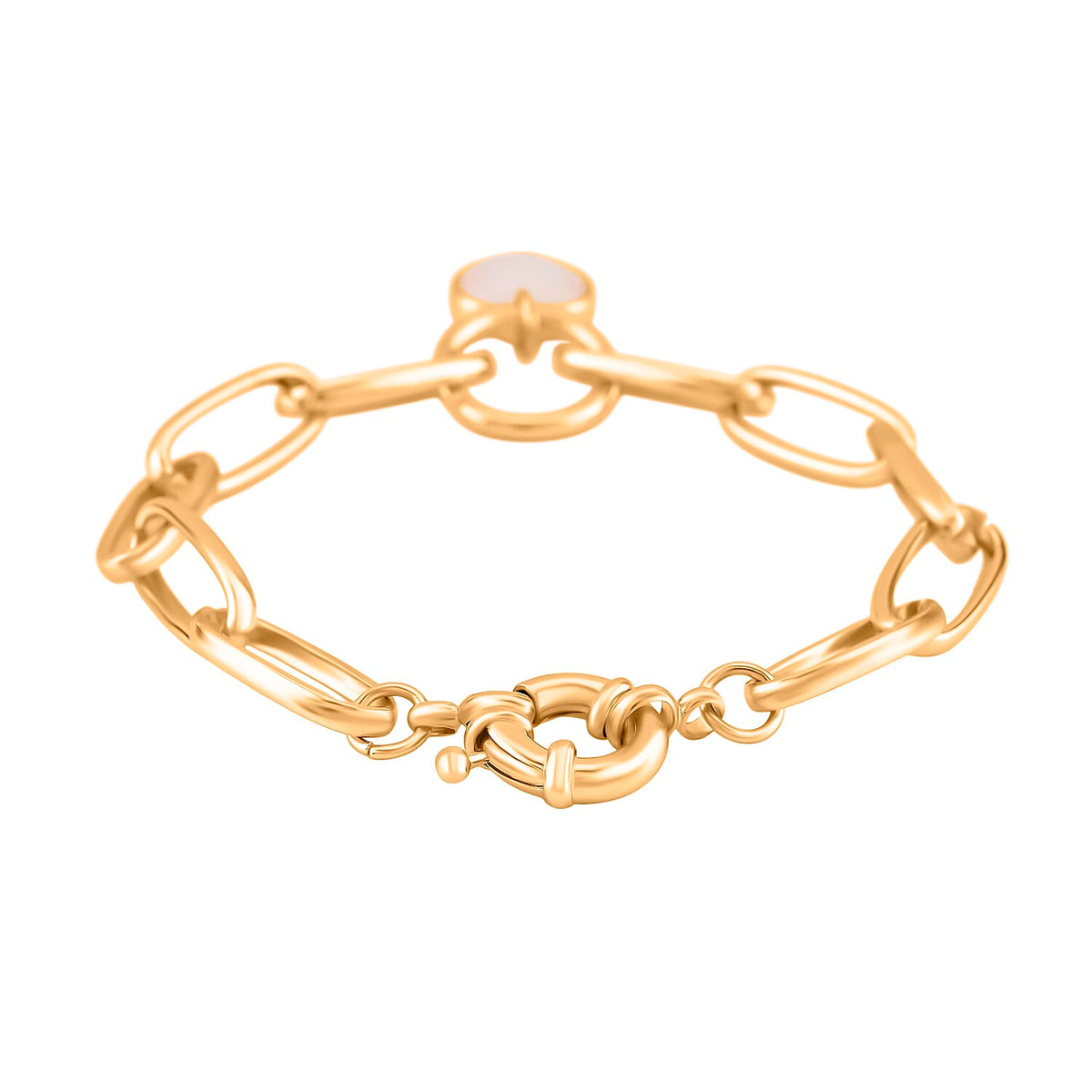 Created White Cats Eye Heart Charm Bracelet (Size 7.5) with Senorita Clasp 7991806 3