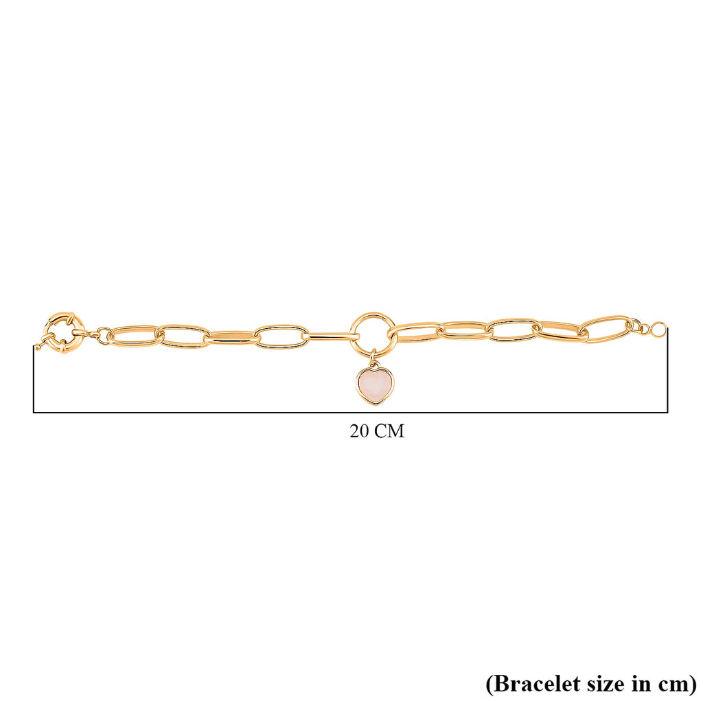 White Cats Eye Heart Bracelet (Size 7.5) with Senorita Clasp
