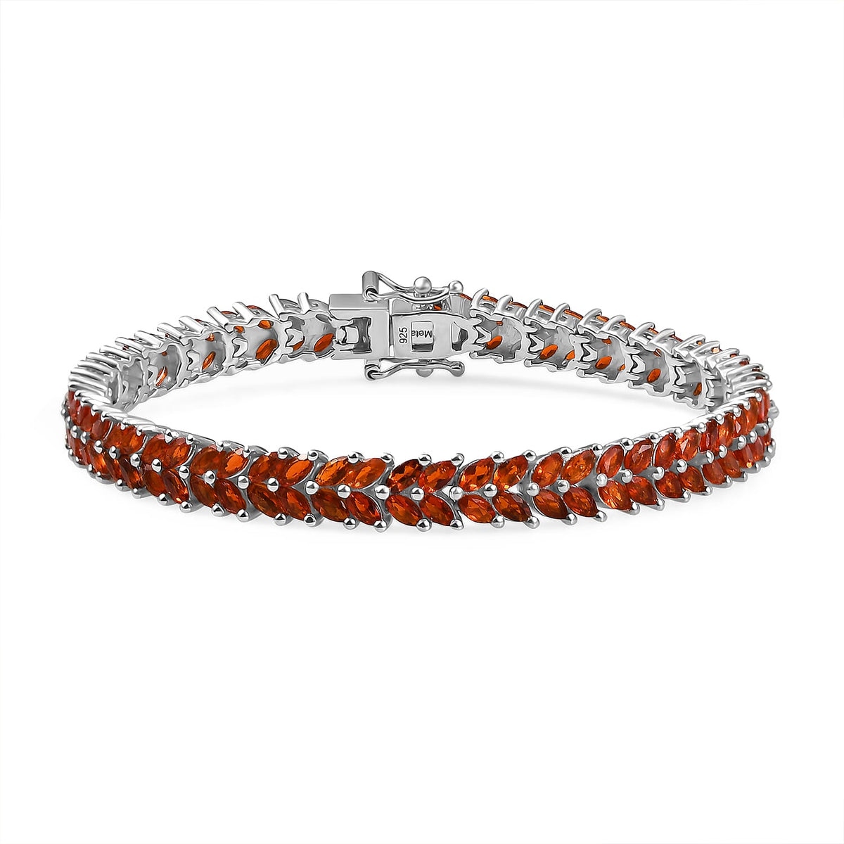 Natural Crimson Fire Opal Bracelet (Size - 7) with GB Lock Box in Rhodium Overlay Sterling Silver 4.40 Ct, Silver Wt. 14.77 Gms. 8059553 0