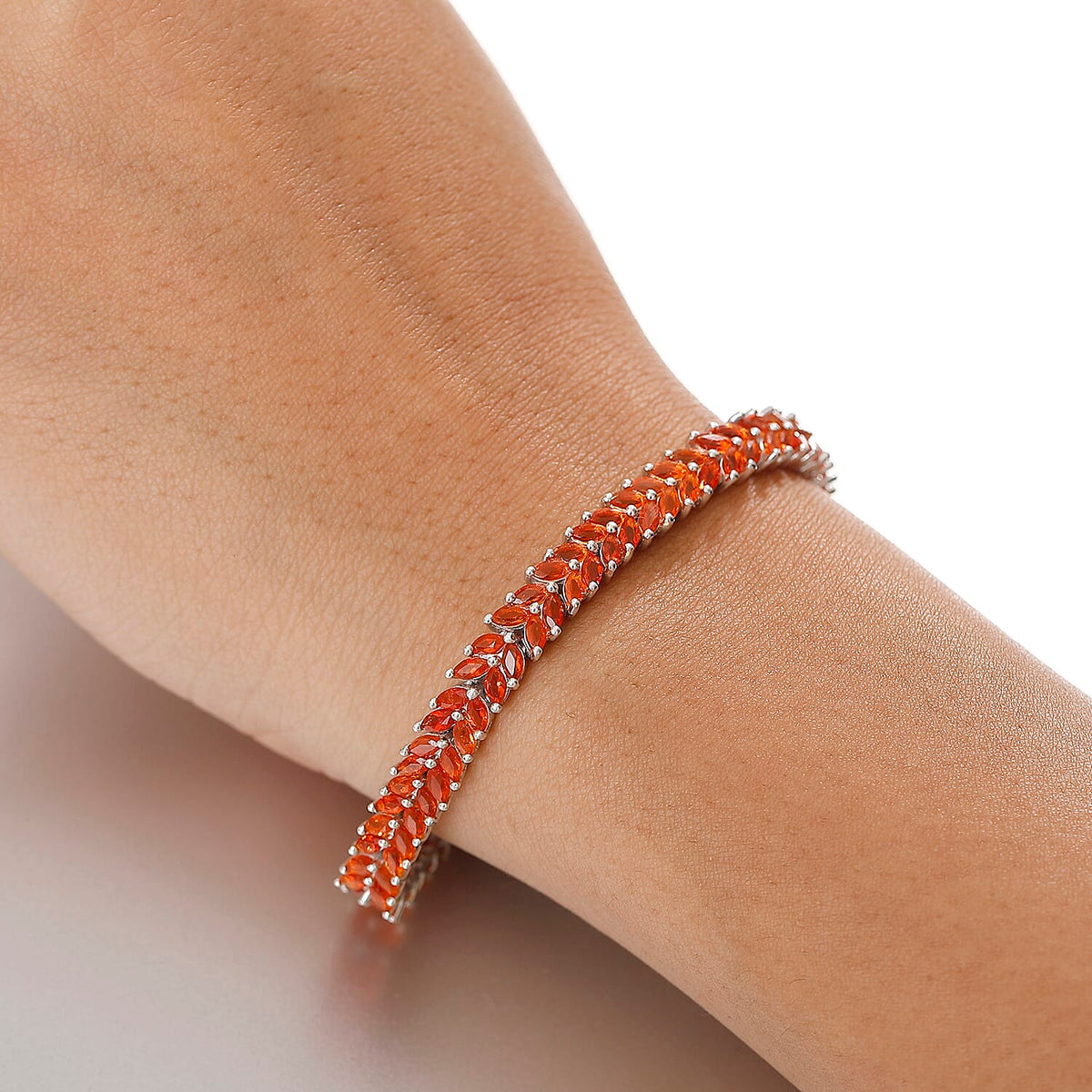 Natural Crimson Fire Opal Bracelet (Size - 7) with GB Lock Box in Rhodium Overlay Sterling Silver 4.40 Ct, Silver Wt. 14.77 Gms. 8059553 3