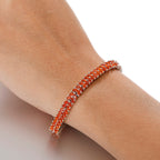 Natural Crimson Fire Opal Bracelet (Size - 8) with GB Lock Box in Rhodium Overlay Sterling Silver 5.16 Ct, Silver Wt. 15.58 Gms.
